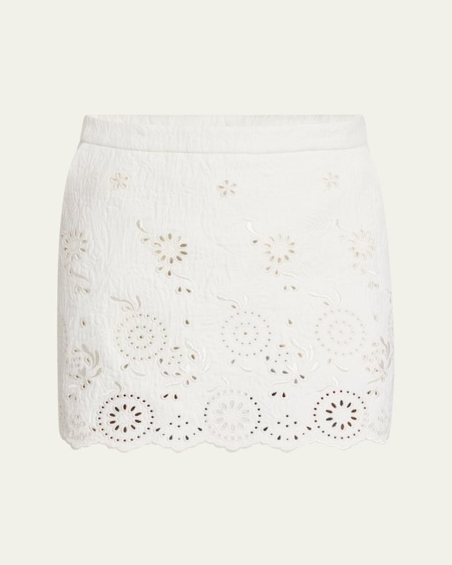 Embroidered Spongy Jacquard Mini Skirt